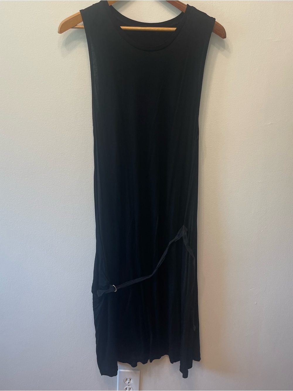 All Saints Black Stretchy Jersey Midi Dress Large Goth Grunge